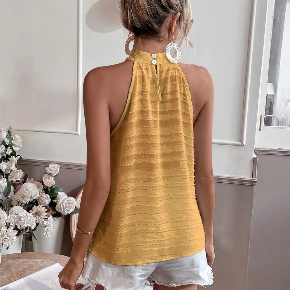 Boho Textured Minimalist Halter Top - Picture 5 of 13